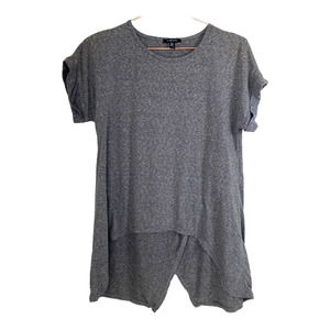 Kenneth Cole Womens High Low Top Size Small Grey Short Sleeve Split Back Basic